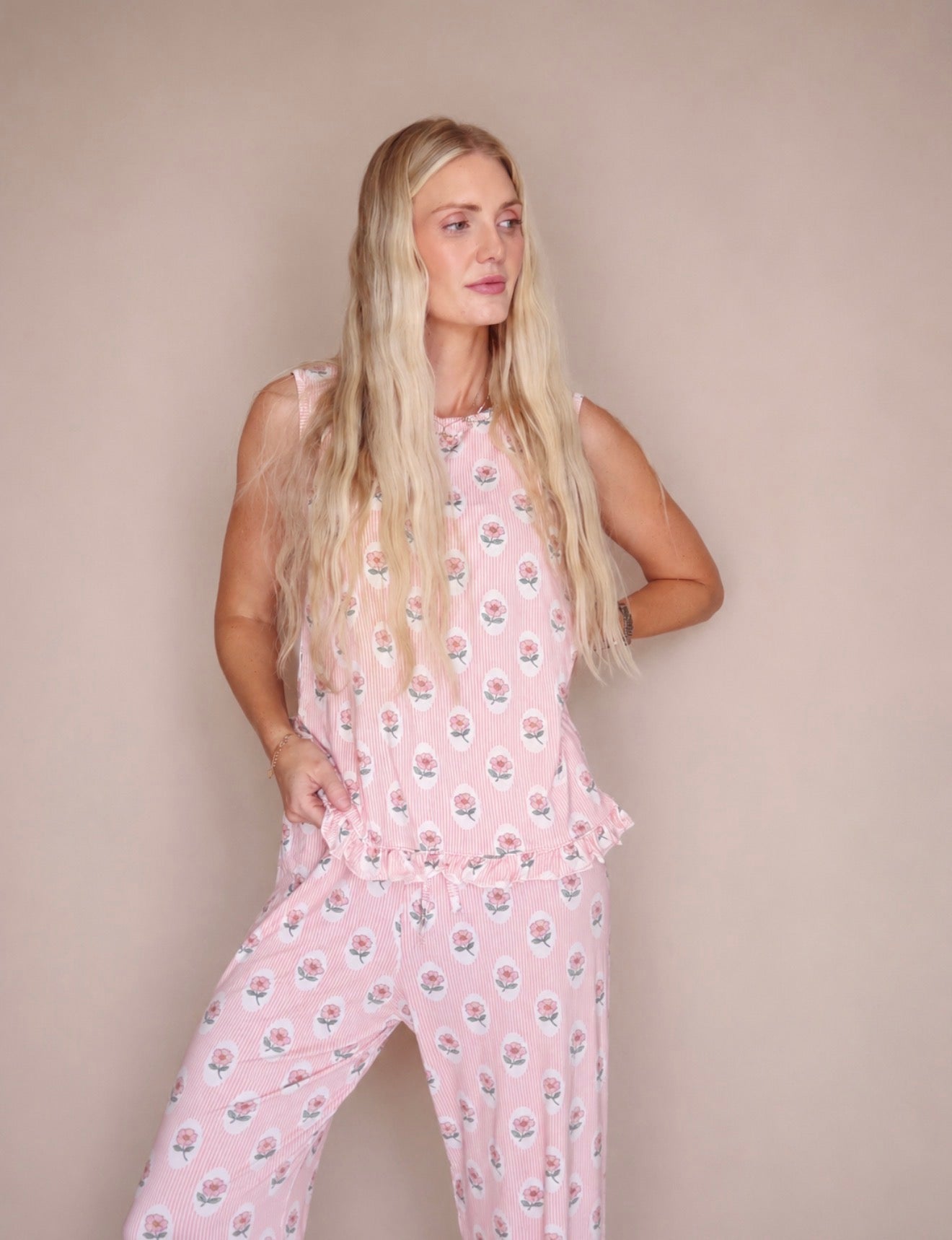 Petal Stripe Women’s Two Piece Set