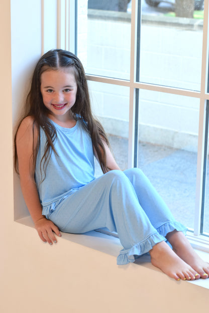 Girls Blue Dot Two Piece Set