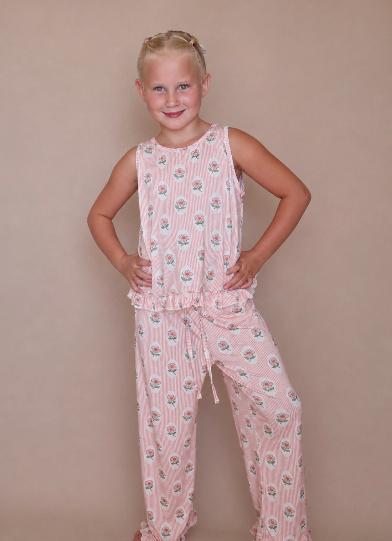 Petal Stripe Girls Two Piece Set