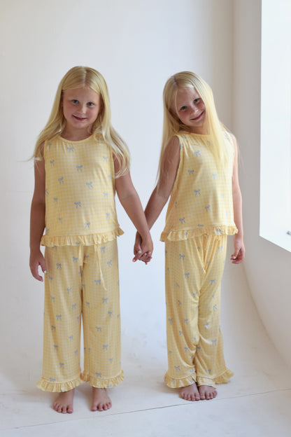 Girls Yellow Bow Two Piece Set