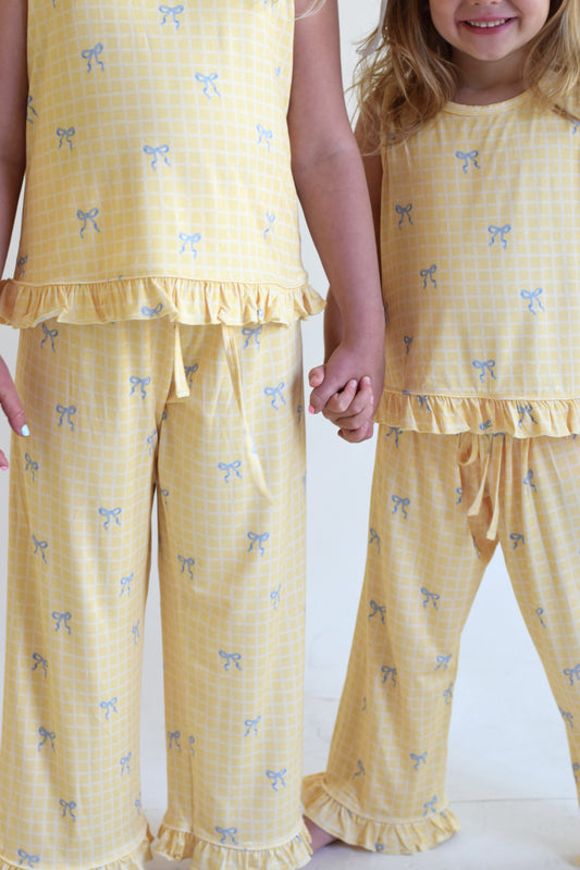 Girls Yellow Bow Two Piece Set